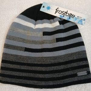 Men's Black and Gray Striped Beanie